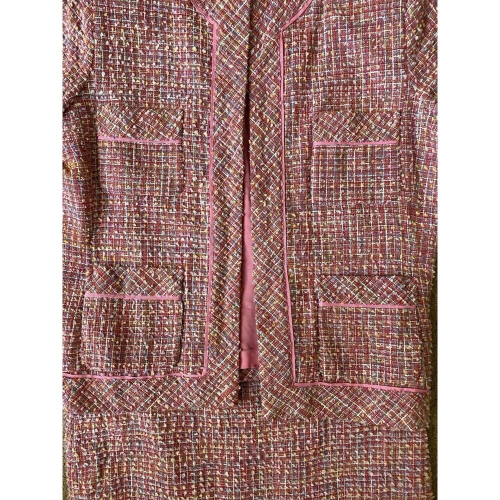 SILKLAND Pink Tweed Bouclé 2-Piece Skirt Suit Set – 70% Silk Coquette Size 12 - Picture 3 of 16